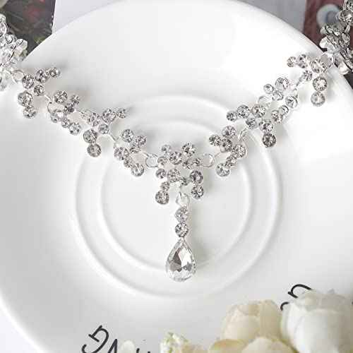 DS Rhinestone Wedding Tiara Crown for Brides, Goddess elf Princess Fairy Crystal Pendent Headband Leaf Cosplay Crown for women girls Hair Accessory for Brides Pageant Wedding Prom Birthday