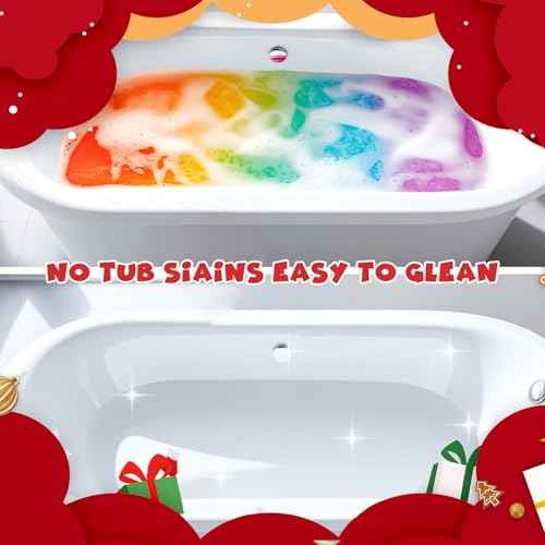 Christmas Bath Bombs Set for Kids,Boys & Girls Stocking Stuffers Gift, Handmade 6 Fun Organic for Children, Gentle Formula Creates, Relaxing Aromas for Women