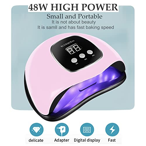BIGBEAR UV Light for Nails, 48W UV LED Nail Lamp for Gel Polish, Fast Nail Dryer with Automatic Sensor, 3 Timer Setting, Small and Portable, LED Nail Light for Fingernail and Toenail