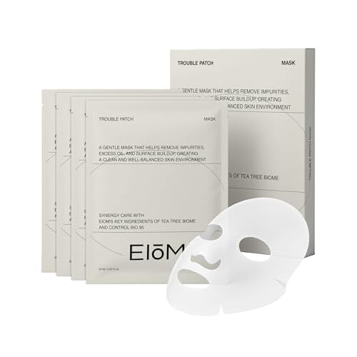 Trouble Patch Mask ? Full-Face Acne & Sebum Control Korean Sheet Mask with Tea Tree Biome, Hydrocolloid-Inspired Care for Oily Skin, Visible Sebum Lift, Holiday Skincare Gift | 20ml x 4