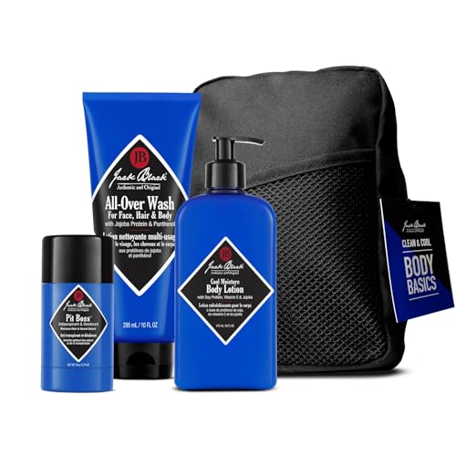 Jack Black Body Collection Set for Men - Mens Body Wash, Pit Boss Men's Deodorant, Body Lotion, Grooming Kit