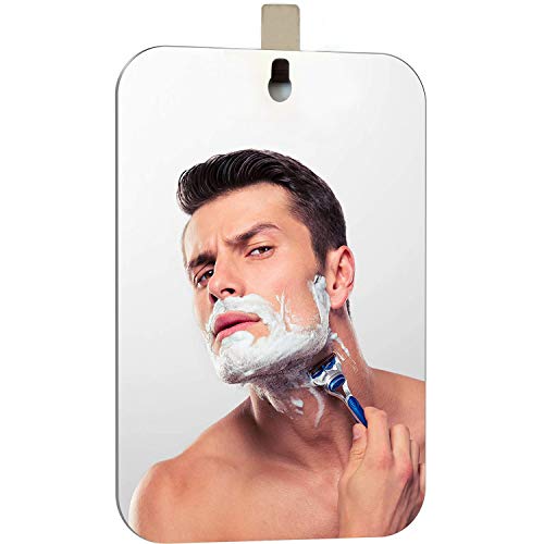 Deluxe Large Fogless Shower Mirror, Fogless Shaving Mirror(7.48 in X 11 ?in), Anit-Fog Shaving Mirror with Hook, Fog Free Wall Hanging Makeup Mirror, Anti Fog Shatterproof Mirror in Bathroom