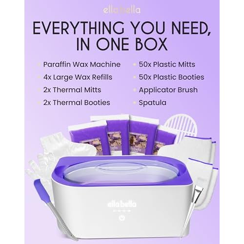 ELLA BELLA¢ç Paraffin Wax Machine for Hand & Feet ? Parafin Wax Warmer ? Everything in One Kit ? Paraffin Wax Refills, Mitts & Booties ? Soothing Relief with Parrafin Hot Wax ? Home Paraffin Wax Bath