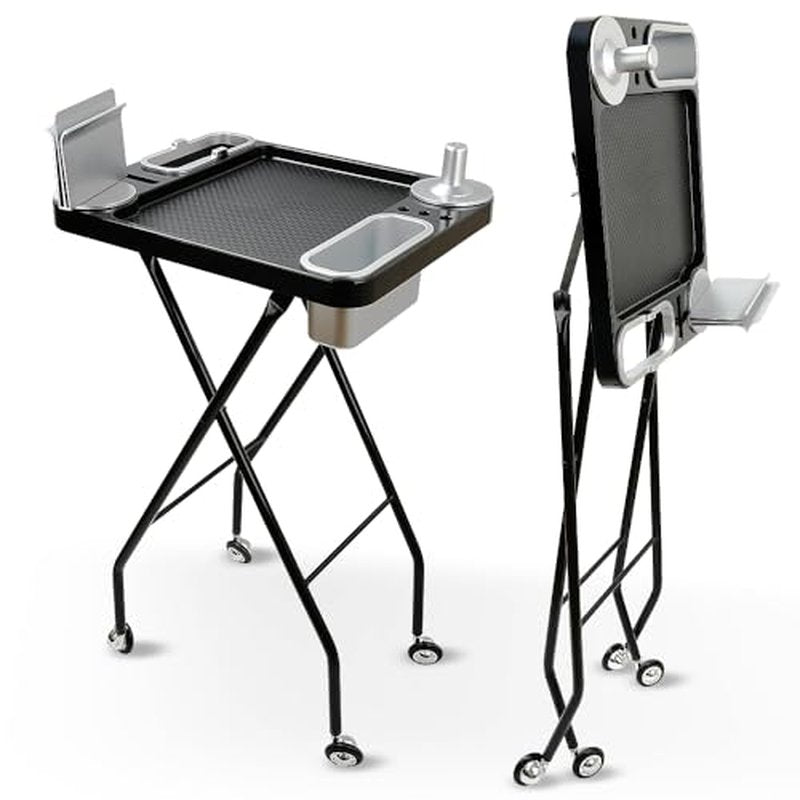 Folding Salon Tray, Folding Salon Rolling Tray, Color Tray for Hair Stylist, Esthetician,Tattoo, Beauty