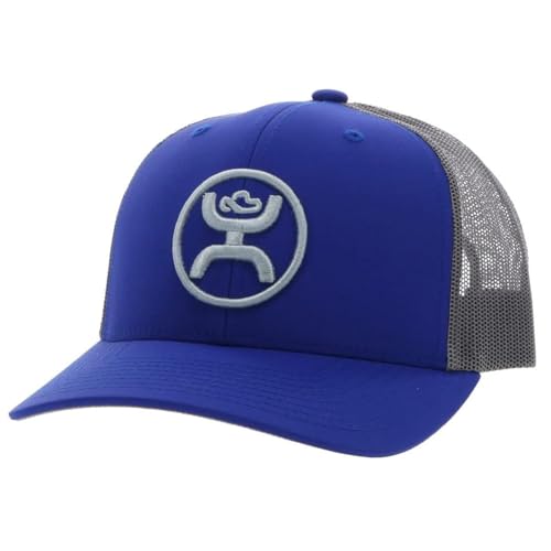 HOOEY O Classic 6-Panel Adjustable Trucker Hat w/Logo (Royal Blue/Grey)