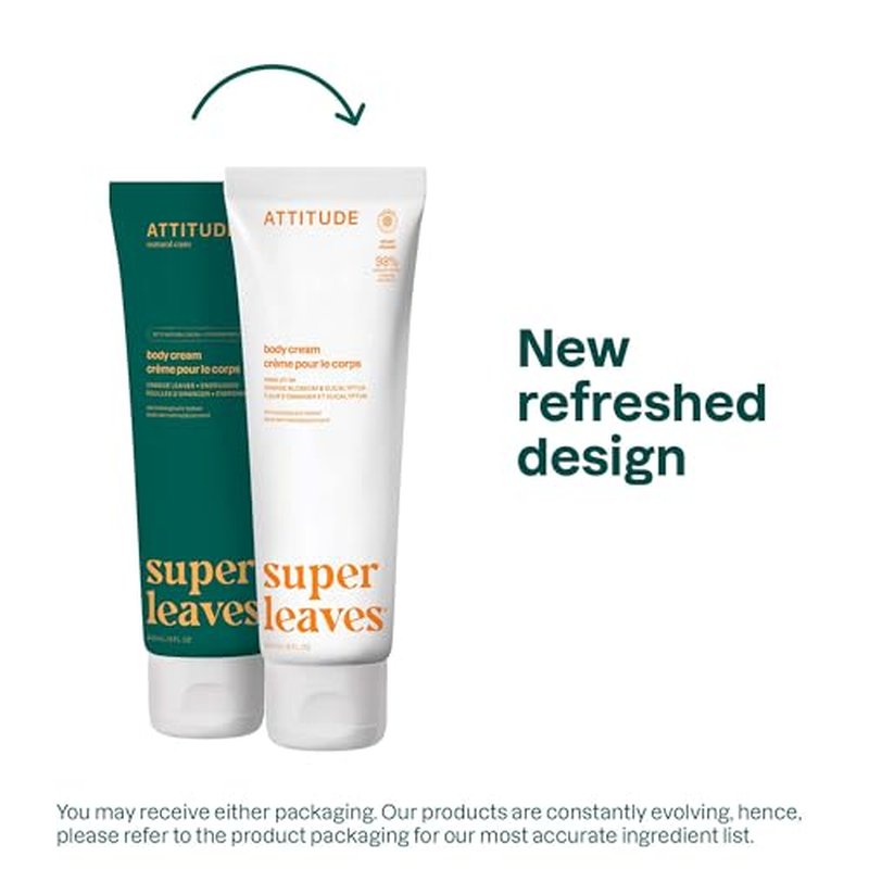ATTITUDE Body Cream, EWG Verified Moisturizer, Vegan Moisturizing Products For Dry Skin, Dermatologically Tested, Orange Leaves, 8 Fl Oz