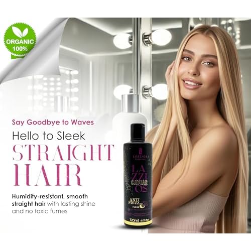 Lazzios Caviar Organic Hair Protein ? Brazilian Straightening Treatment ? Formaldehyde-Free, Anti-Frizz Hair Organic Formula with Hyaluronic Acid, Hydrolyzed Keratin, Caviar Extract ? (120ml)