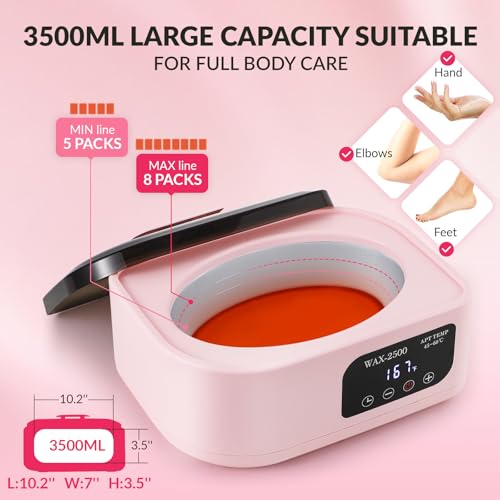 BAOSHISHAN Paraffin Wax Machine for Hand and Feet, 3500ml Hand Wax Paraffin Machine with 5 Pack Refills, 4 Timer Setting Paraffin Wax Machine for Home Spa Moisturizing Arthritis