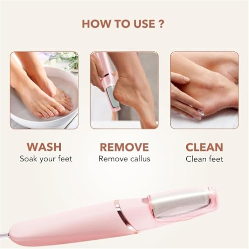 Avoria Foot Shaver, Avoria Electric Foot File, Rechargeable Portable Waterproof Electric Foot Polisher Grinder with 2 Rollers, Calloused Feet Remover Tool, Hard Cracked (Pink)