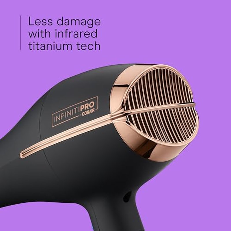 INFINITI PRO by CONAIR Hair Dryer, 1875W Blow Dryer with Diffuser and Concentrator, Ceramic Technology, 3 Heat & 2 Speed Settings, Cold Shot Button, Black