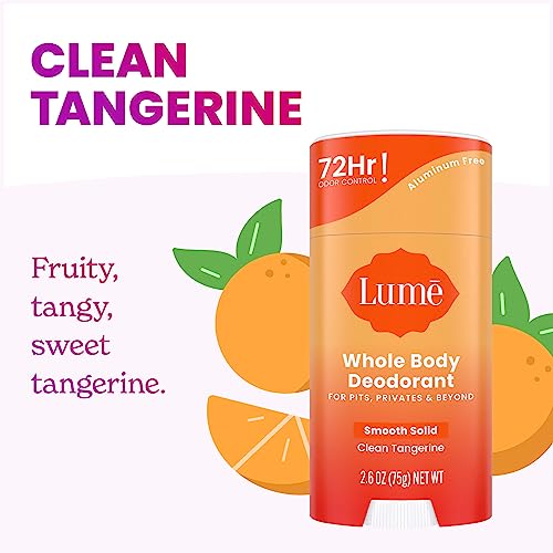 Lume Whole Body Deodorant - Invisible Cream Tube Mini + Solid Stick Bundle - 72 Hour Odor Control - Aluminum & Baking Soda Free, Skin Loving (Clean Tangerine)