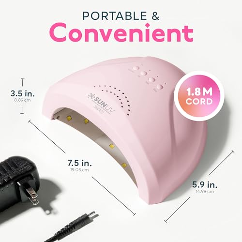 SUNUV UV Light for Gel Nails, UV Dryer for Gel Polish with 3 Timer Settings Professional LED Nail Lamp Art Tools Auto Sensor SUNone Pink