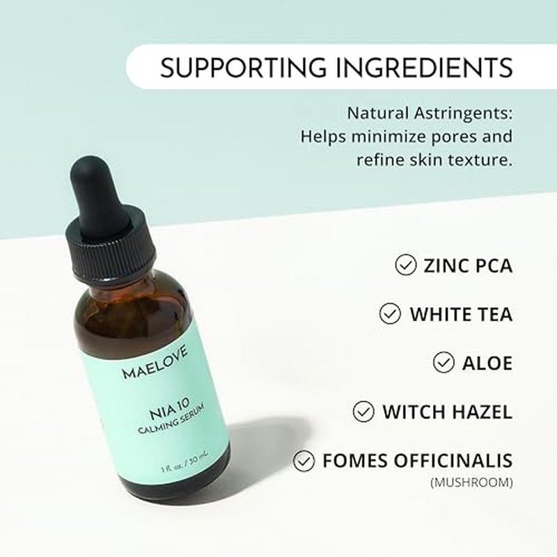 MAELOVE NIA 10 Niacinamide Serum, Calming Face Serum for Strengthening Skin Barrier, Hydration & Pore Refinement, Suitable for Sensitive, Dry, Acne-Prone Skin, Vegan, Cruelty-Free, USA Made