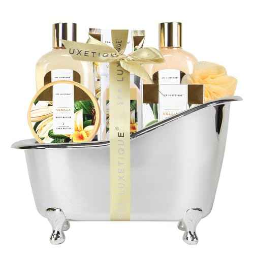 Gifts for Women, Spa Luxetique Spa Gift Baskets for Women, 8 Pcs Vanilla Bath Gift Sets, Vanilla Gift Baskets, Christmas Gifts