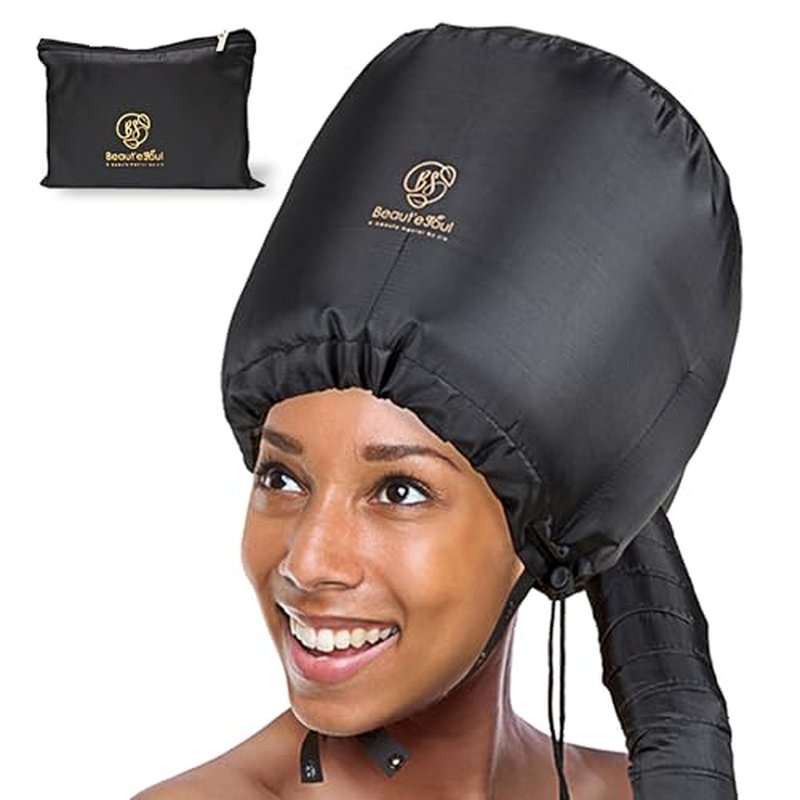BEAUT'E SEOUL Bonnet Hair Dryer Attachment ? Large Soft Hood for Handheld Blow Dryers, Deep Conditioning Cap for Natural Curly Hair, Quick Drying & Hair Treatment