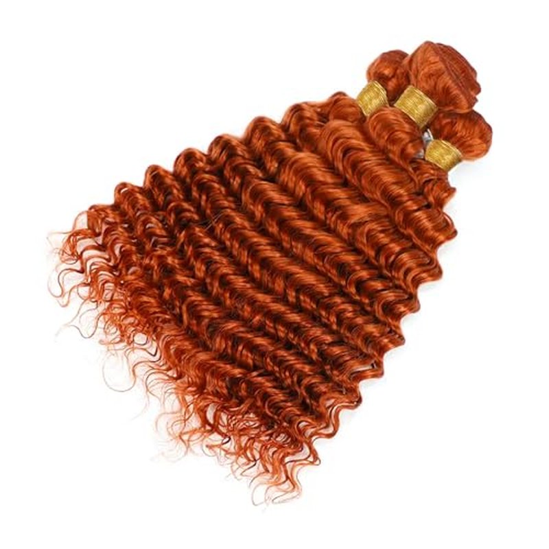 24 26 28 Inch Ginger Human Hair Bundles Color 350 Deep Wave Orange Hair Extensions