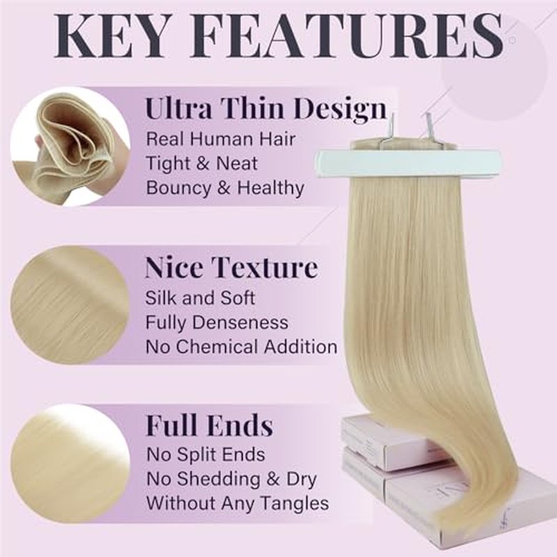 Fshine Genius Weft Human Hair Extensions Real Human Hair Sew in Hair Extensions for Women Human Hair Bundle One Piece Remy Human Hair Color 60 Platinum Blonde 22 Inch 60g
