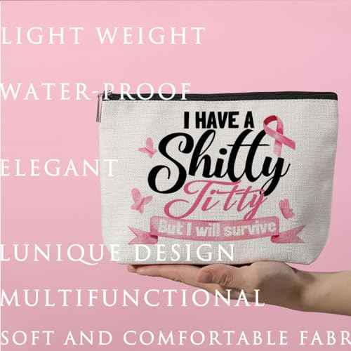 ZHAMEN Breast Cancer Survivor Gift Ideas Makeup Bag Get Well Soon Gift for Women Makeup Pouch Breast Cancer Awareness Gifts Cancer Care Gifts for Women Birthday Christmas Cosmetic Travel Bag