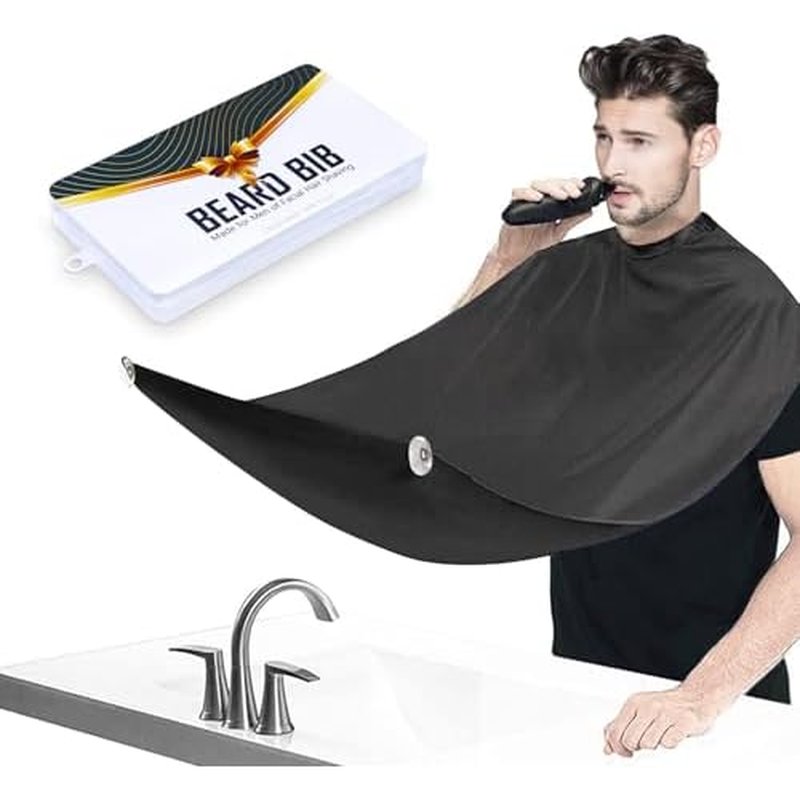 Beard Bib Apron, Beard Trimming Catcher for Men Shaving Hair Clippings Non-Stick Waterproof Grooming Cloth