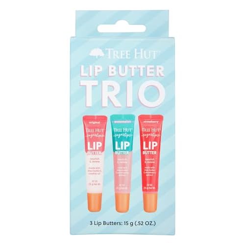 Tree Hut Sugarlips Lip Butter Trio, Original, Watermelon & Strawberry Lip Butters, Hydrating & Moisturizing Lip Care Set, Smooth & Nourish Lips, Perfect Holiday Gift & Stocking Stuffer, 0.52 fl oz