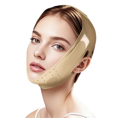 Reusable V Line Silicone Face Strap, Soft Silicone Chin Strap for Women 23-27 Inches (Skin yellow)