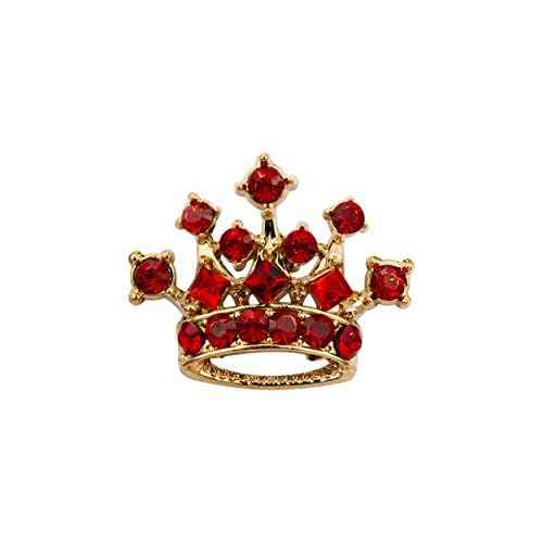 Knighthood Golden Crown with Red Stone Detailing Lapel Pin Brooch Shirt Stud for Men Crystal Brooch