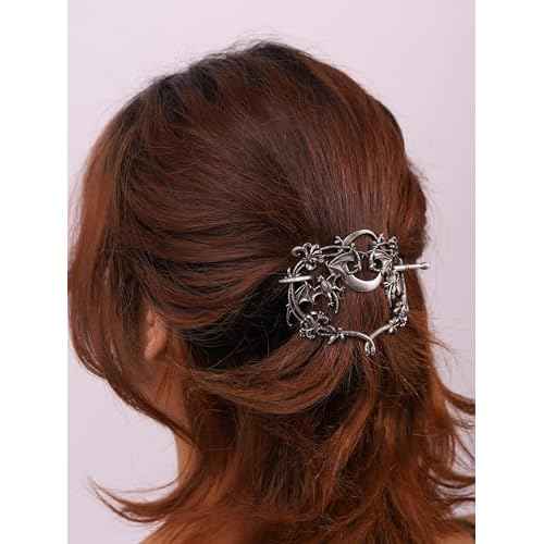 HAQUIL Crescent Moon Bat Hairpin Metal Bat Wings Hair Barrettes Vintage Gothic Hair Clip for Women