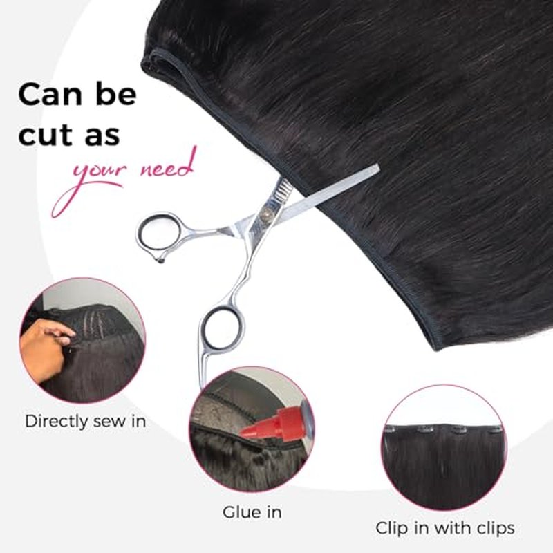 Lashey Human Hair Bundles Light Yaki Straight 100% Virgin Human Hair Soft and Bouncy Double Weft Hair Extensions Natural Black 12 14 16 Inches (3 Bundles Total 240 grams)
