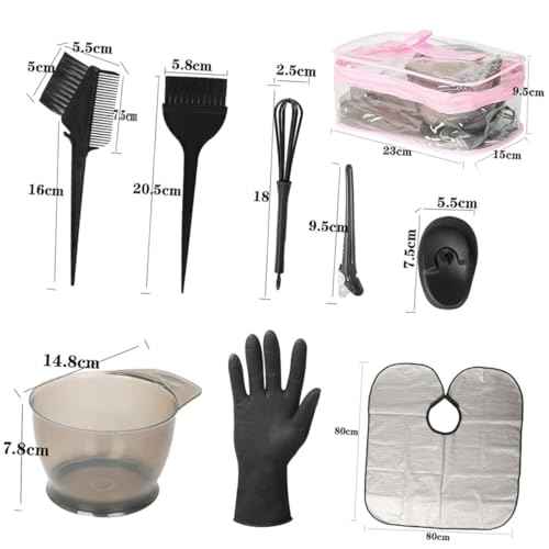 Hair Dyeing Tool Set 1 Kit Dye Brush Bowl Gloves and Cape for DIY Hair Coloring at Home or Salon