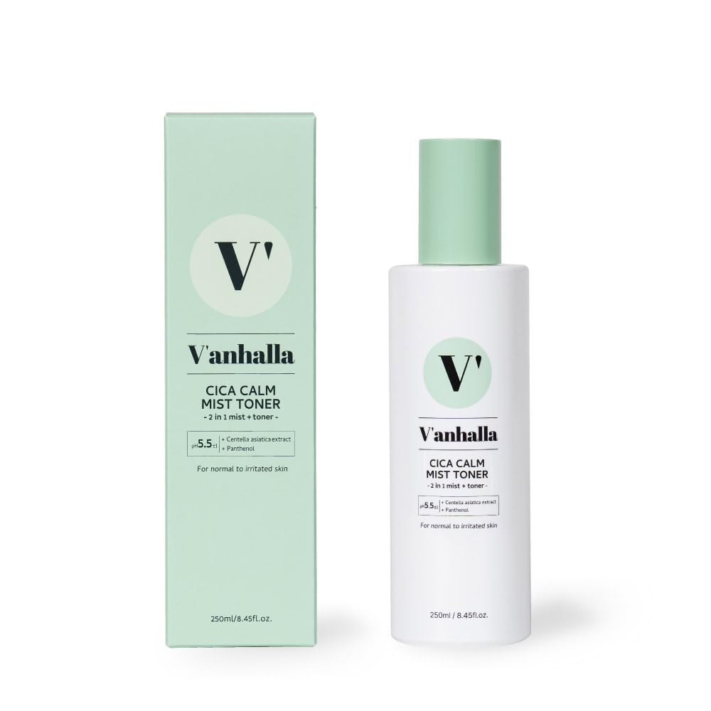 V’anhalla Cica Calm Mist Toner 8.45fl.oz | Vegan, pH5.5, Calming, Refreshing, Hydrating, Gentle exfoliating, pH balancing. Facial Mist Toner with Centella asiatica extract 6%, Panthenol 1%