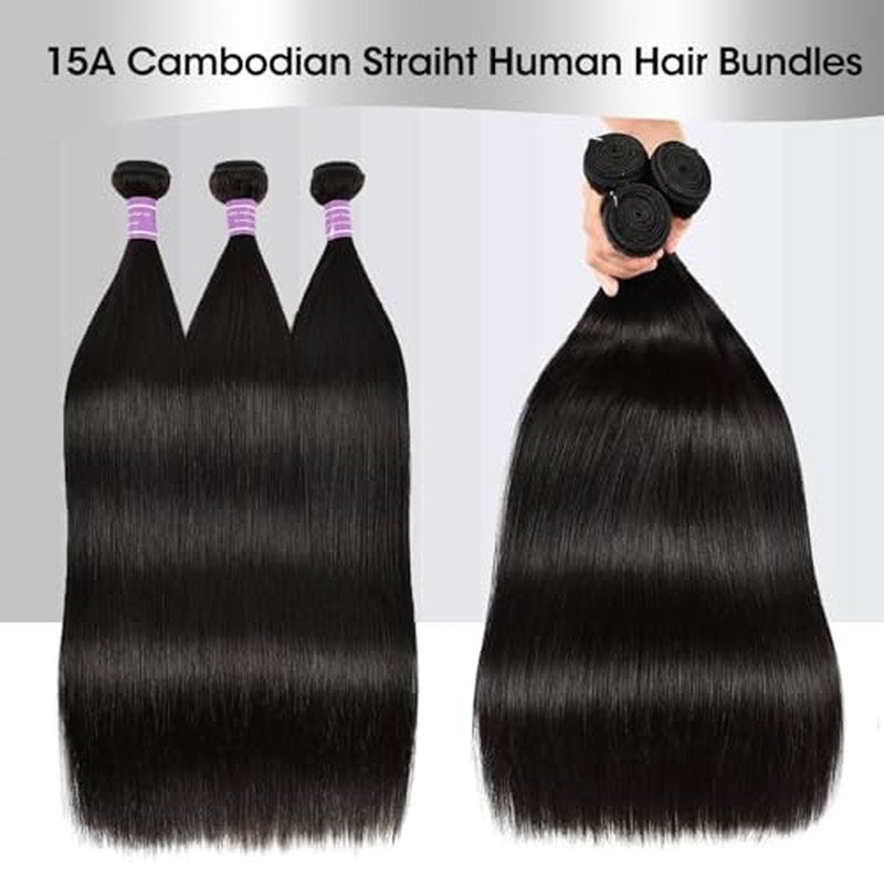 12A Human Hair Bundles 3 Straight Bundles Human Hair 24 26 28 Inch 100% Unprocessed 12A Brazilian Virgin Hair Weave Straight Human Hair Extensions Quick Weave Hair Bundles For Women