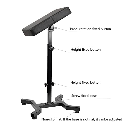 HUOXOU Tattoo Arm Rest, Tattoo Arm Rest Stand, Arm Rest Tattoo, Tattoo Armrest, Four-corner base Stability Strongly, Adjustable Height, Thicken Soft Sponge Pad, Foldable Arm Rest Tattoo for Artist