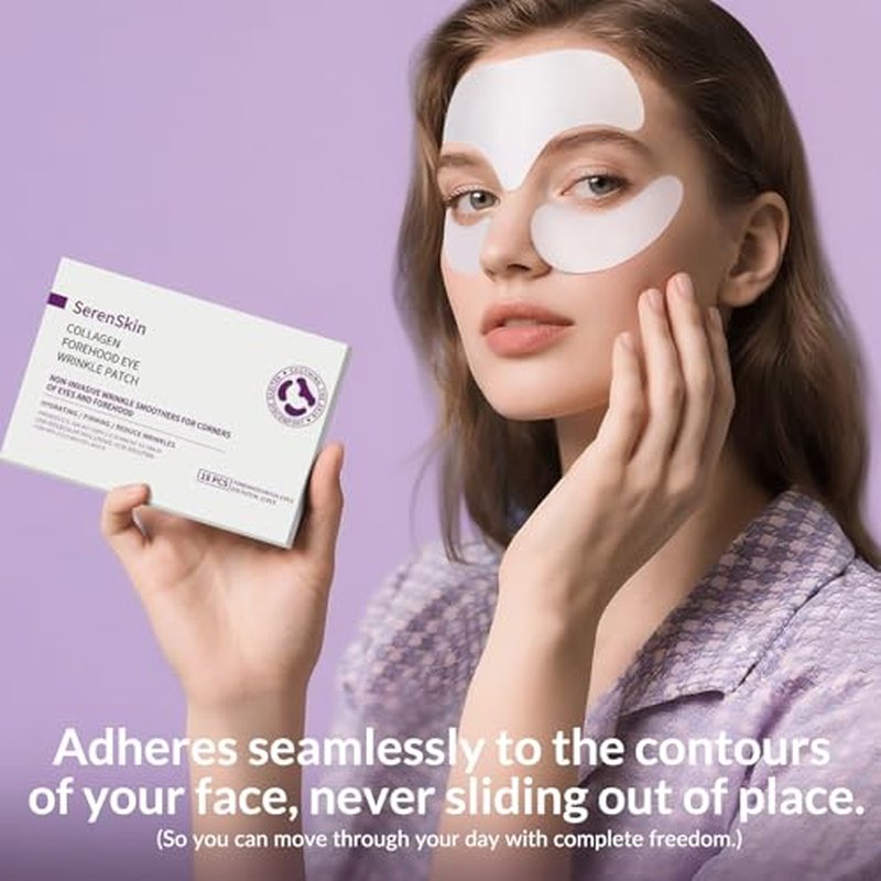 Forehead Wrinkle Patches & Under Eye Patches with Collagen, Anti Wrinkle Patches for Reduce forehead Lines, Facial Wrinkles Treatment Remover Women Eye Patches for Puffy Eyes and Dark Circles, 18 pcs
