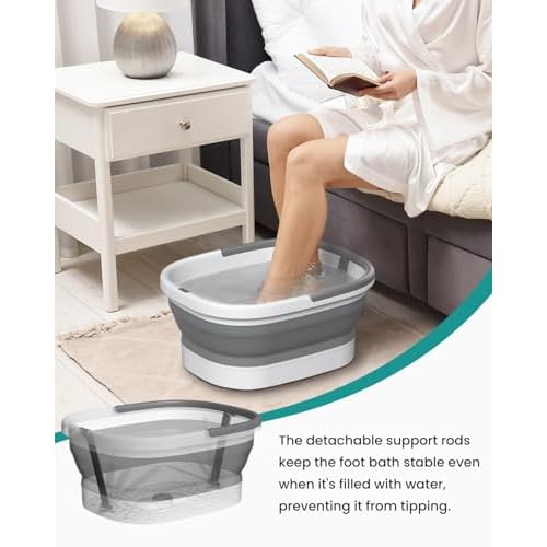 Nekteck Foot Soaking Tub Collapsible Bucket for Foot Bath Soak Tub, Foot Basin Foot Soaker with 138 Acupressure Nodes and Pumice Stone for Feet Massager Pedicure Foot Spa, Gifts for Men Women Dad Mom