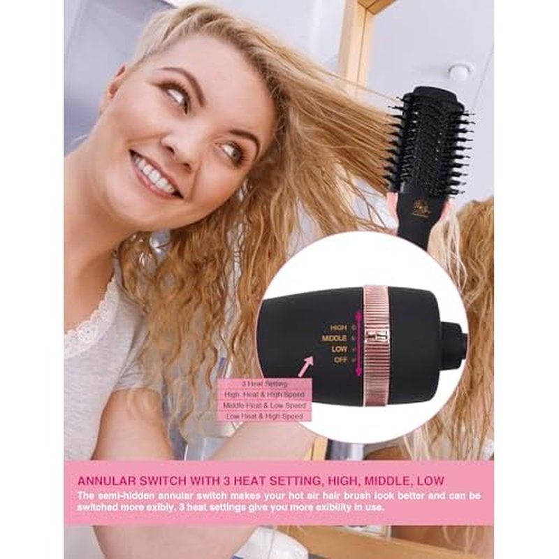 Hair Dryer Brush Blow Dryer Brush in One, 4 in 1 Ionic Hair Dryer and Styler Volumizer with Oval Titanium Barrel, Hot Air Straightener for Smooth Frizz-Free Blowout