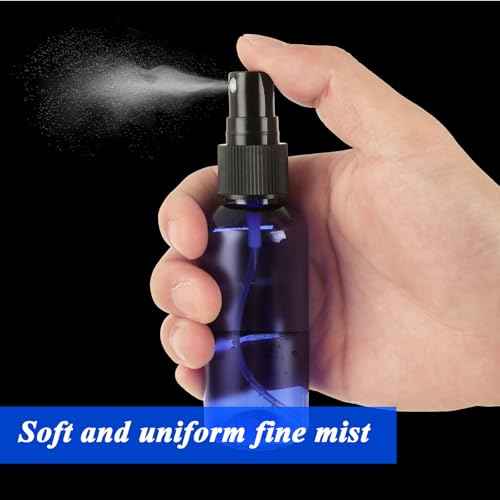 50 Pack 2oz Plastic Spray Bottles Small Empty Fine Mist Spray Bottle Blue Clear Bottles for Essential Oils, Bath, Beauty, Hair & Cleaning, Small Spray Bottles for Travel, With 10 Funnels