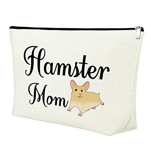 Hamster Mom Cosmetic Bag Hamster Lover Gift Makeup Bag Hamster Theme Gift for Hamster Lover Animal Lover Gift Birthday Christmas Gift for Women Girls Best Friend Cute Hamster Gift Travel Makeup Pouch