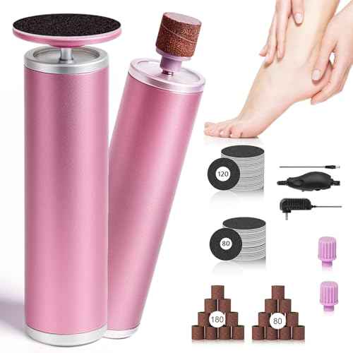 Electric Foot Callus Remover with 80pcs Sandpape Discs, Professional 800RPM Aluminum, Callus Remover for Feet Pedicure Tool for Dead Skin and Calluses, Stepless Speed Control Foot File 2 in 1