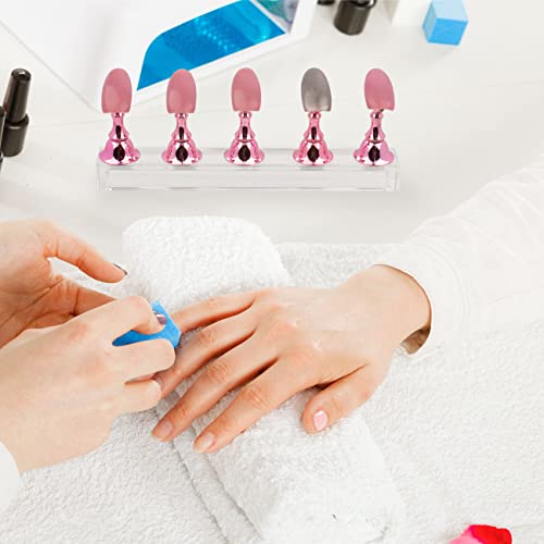 Nail Stands Acrylic Nail Art,Press on Nail Stand Magnetic Nail Tips Practice Holder 54 Pcs Reusable Adhesive Putty for DIY Painting(Pink