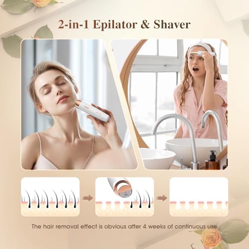 Epilator - 2 in 1 Rechargeable Women's Electric Shaver with LED Light | Hair Removal for Legs, Face, Bikini & Arms
