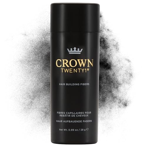 CROWN Hair Building Fibers (28g) - Instantly Cover Fine & Thinning Hair for a Thicker, Fuller Look - A Natural Keratin Concealer - 13 Shades for Men & Women - Black