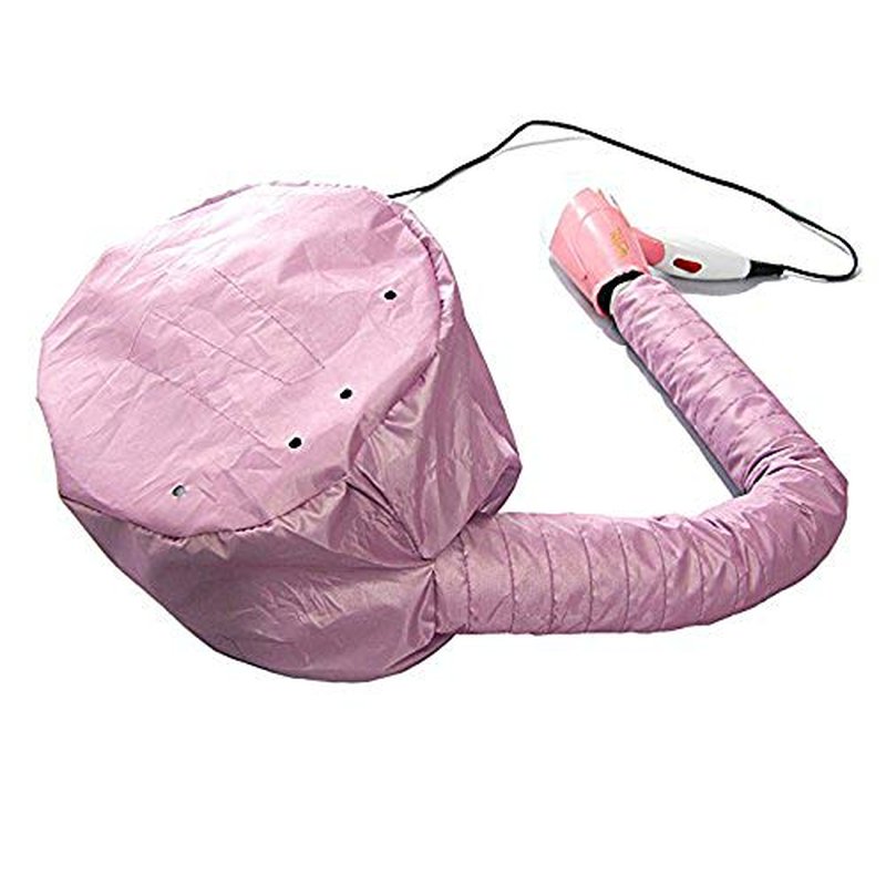 Portable Soft Hair Drying Bonnet with Adjustable Attachment for Hand Held Hair Dryer - Salon Baking Oil Mask (Pink)