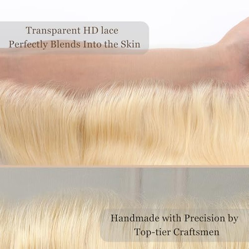 13x4 Body Wave Lace Frontal Closure 613 Blonde 20 Inch Ear to Ear Transparent HD Lace Frontal Brazilian Virgin Human Hair Pre Plucked With Baby Hair