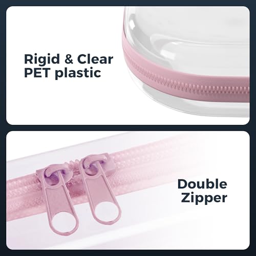 Extra Large 13.7" Durable Clear Hard Zipper Case 6 Pack, 2x Large, 2x Medium, 2x Small, Clear Travel Makeup Bag, Hard Plastic Travel Toiletry Bag for Women, Toy & Make Up Organizer Pouch