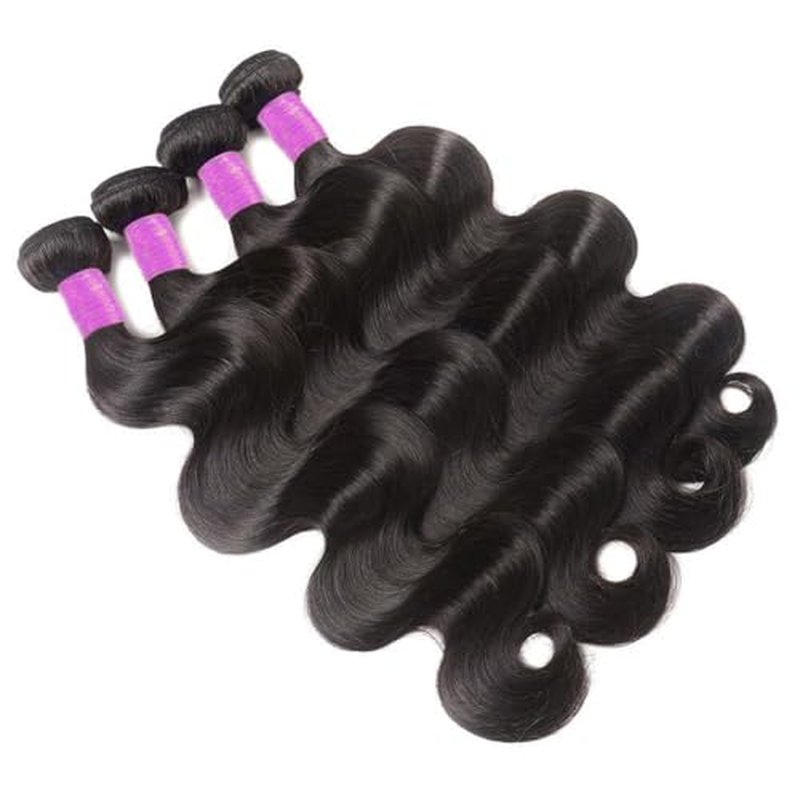 12A Human Hair Bundles 18 20 22 24 Inch Body Wave 4 Bundles Human Hair 100% Unprocessed Brazilian Virgin Weave Human Hair Extensions Natural Black
