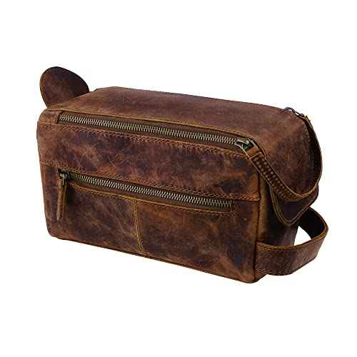 Handmade World Toiletry Bag for Men Dopp Kit genuine Buffalo Leather Toiletry Bag Case Travel Accessories Makeup cosmetic Essentials Organizer Leather Travel Toiletries Bag
