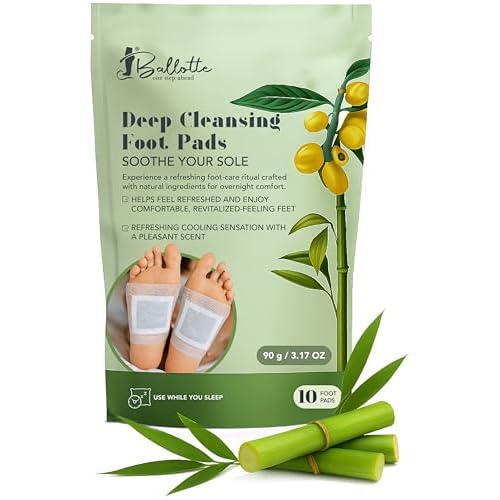 Ballotte Deep Cleansing Foot Pads, Soothe Your Soles While You Sleep, Infused with Bamboo Vinegar, Mint & Vitamin C, Premium Foot Patches for Men & Women (10 Foot Pads)