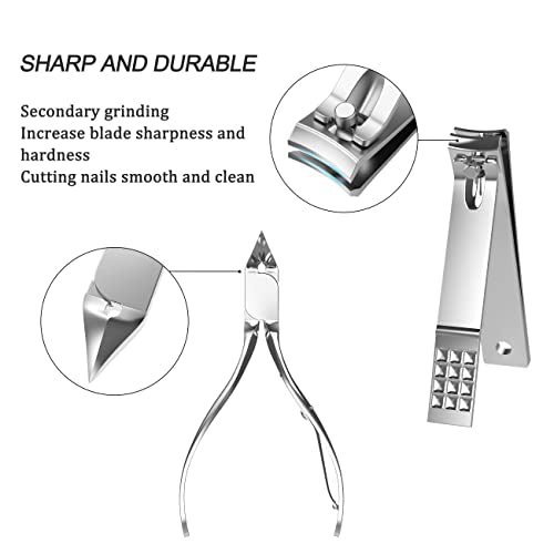 Manicure, Pedicure Kit, Nail Clippers, Professional Grooming Kit, Nail Tools with Luxurious Travel Case, Set of 12 ¡¦ (nail clippers 12pcs)