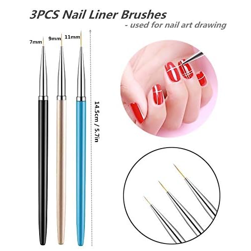 5PCS Dotting Pens with 3 PCS Nail Painting Brushes, Nail Art Design Tools