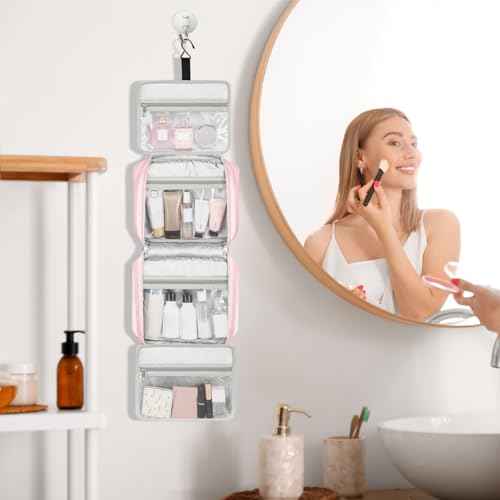 Hanging Travel Toiletry Bag for Women, Portable Toiletry Bag for Travel Size Essentials, Water-resistant Large Travel Makeup Bag with Hook for Toiletries, Cosmetics, Travel Accessories